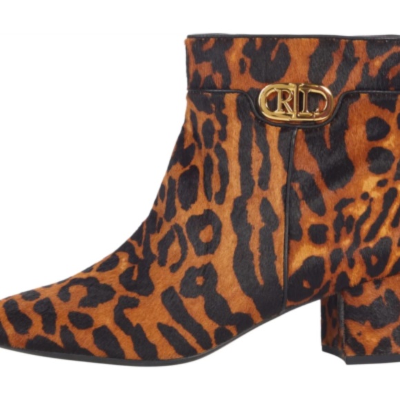 Lauren Ralph Lauren Wynne III CALF HAIR Ankle Zipper Booties Boot leopard SIZE 6 - Picture 5 of 7